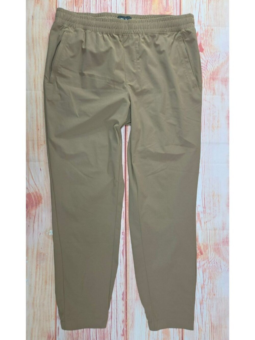 FLX Mens Khaki Jogger Pants Size Large Elastic Waist